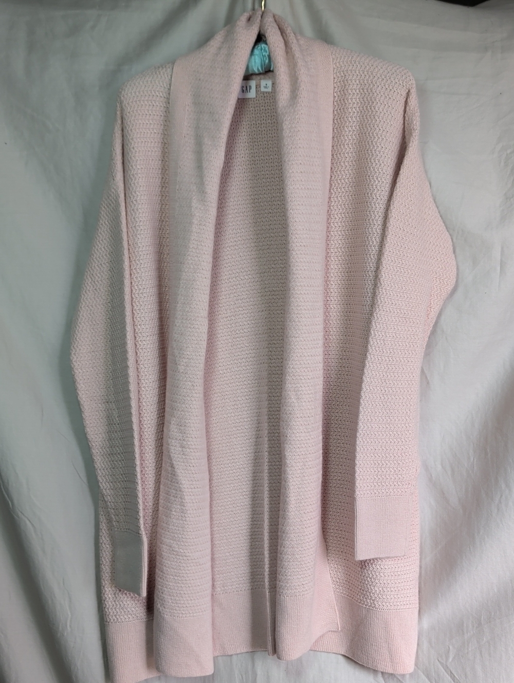 GAP Women's Pale Pink Marino Wool Blend Open-Front Knit Cardigan